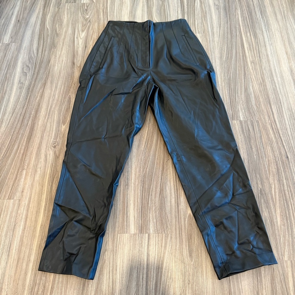 Zara Sleek Black Leather Trousers